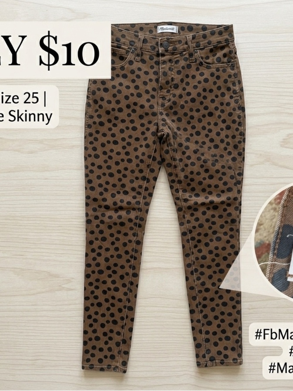 Madewell Brown and Black Polka Dot Skinny Jeans